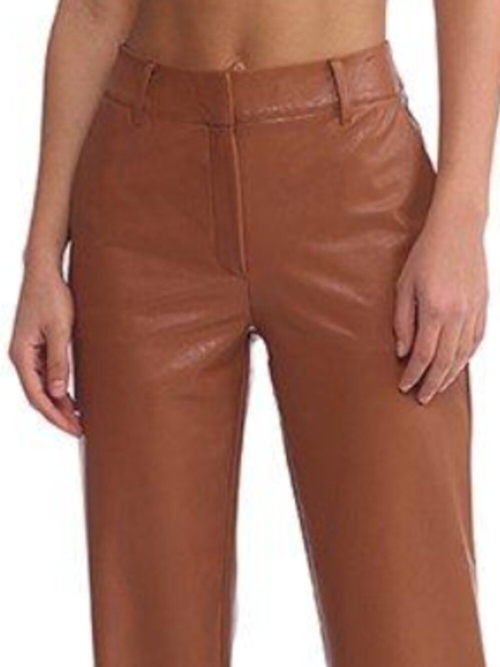 NWT Commando Faux Leather Full-Length Trousers SLG75 Cocoa Brown Size S